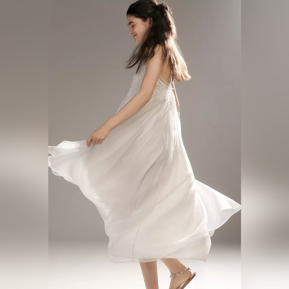 NWT Anthropologie Let Me Be Sleeveless Appliqué Midi Dress Size Medium